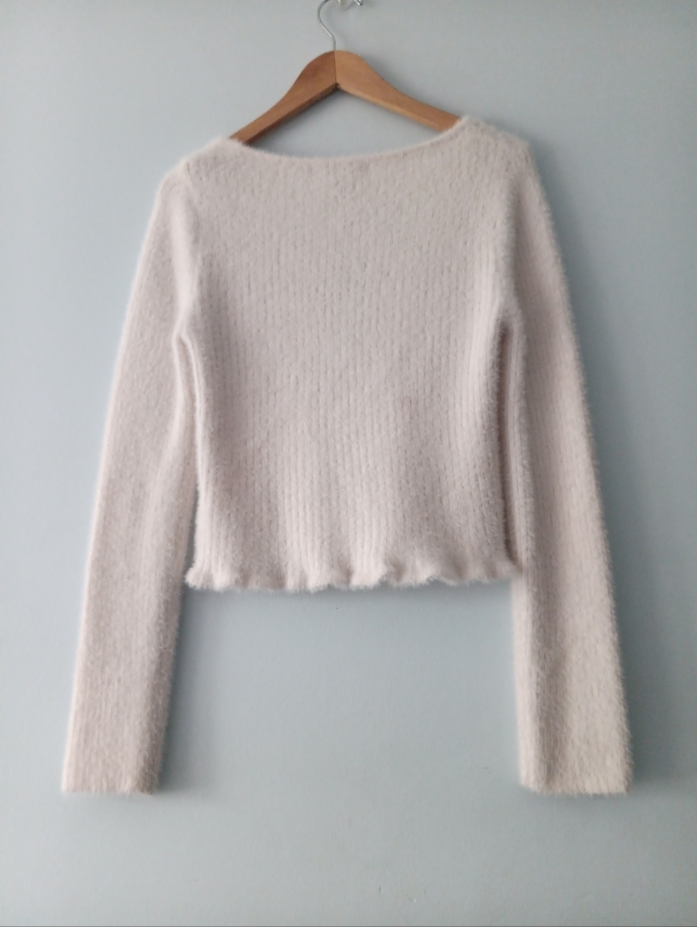 Sincerely Jules White Fuzzy Knit Cardigan M Cozy Soft Girl Minimalist - Picture 2 of 6